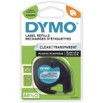 Dymo letratag etiquettes en plastique authentique 12 mm x 4 m noir sur transparent etiquettes autocollantes ...