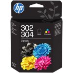 Hp 302 / 304 combo pack - pack de 2 - noir pigment�, couleur (cyan, magenta, jaune) - original - blister ...