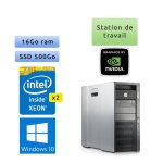 Hp workstation z820 - windows 10 - 2 * e5 2620 v0 16go 500go ssd - k5000 - ordinateur tour station de ...