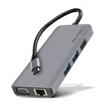 Hub usb - c 3x usb 1x hdmi 1x vga 1x ethernet 1x usb - c 1x microsd / sd akashi gris