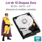 Lot de 10 disques durs 3. 5 80go sata western digital hitachi samsung seagate Lot de 10 disques durs 3. 5 80go sata western digital hitachi samsung seagate