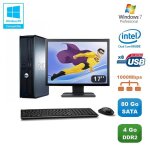 Lot pc dell optiplex 760 dt dual core e5200 2, 5ghz 4go 80go w7 pro + ecran 17