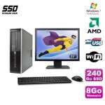 Lot pc hp compaq 6005 pro sff amd 3ghz 8go 240go ssd graveur wifi w7 pro + 22 Lot pc hp compaq 6005 pro sff amd 3ghz 8go 240go ssd graveur wifi w7 pro + 22