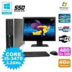 Lot pc hp elite 8300 sff i5 - 3470 3. 2ghz 4go 480go ssd graveur wifi w7 + ecran 17