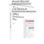 Microsoft office 2019 professionnel plus (5 pc) ¿ cl usb (sans cl d'activation) sans abonnement