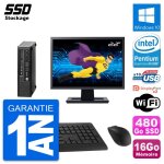 Mini pc hp 800 g1 usdt ecran 22  intel g3220 ram 16go ssd 480go windows 10 wifi