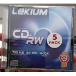 Pack de 5 cd - rw lekium 700mb 80 mn 4 - 10x