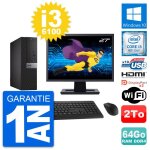 Pc dell 5050 sff ecran 27  core i3 - 6100 ram 64go disque 2to hdmi windows 10 wifi