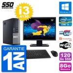 Pc dell 9020 sff ecran 19  intel core i3 - 4130 ram 8go ssd 120go windows 10 wifi