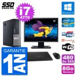Pc dell 9020 sff ecran 19  intel core i7 - 4770 ram 8go ssd 480go windows 10 wifi