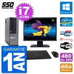 Pc dell 9020 sff ecran 19  intel core i7 - 4790 ram 4go ssd 480go windows 10 wifi