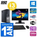 Pc dell 9020 sff ecran 19  intel i3 - 4130 ram 16go ssd 120go windows 10 wifi