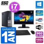Pc dell 9020 sff ecran 19  intel i7 - 4770 ram 16go ssd 960go windows 10 wifi