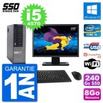 Pc dell 9020 sff ecran 22  intel core i5 - 4570 ram 8go ssd 240go windows 10 wifi