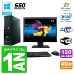 Pc fujitsu esprimo e500 e85 + dt ecran 22  g640 ram 4go ssd 120go dvd wifi w7