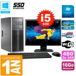 Pc hp 8100 tour ecran 19  core i5 - 650 ram 16go ssd 480go graveur dvd wifi w7