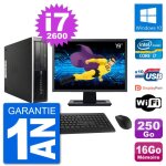 Pc hp 8200 elite sff ecran 19  intel i7 - 2600 ram 16go disque 250go windows 10 wifi