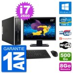 Pc hp 8200 elite sff ecran 22  intel i7 - 2600 ram 8go disque 500go windows 10 wifi