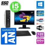 Pc hp 8300 elite sff ecran 22  intel i5 - 2400 ram 8go ssd 120go windows 10 wifi
