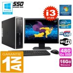 Pc hp compaq 8300 sff core i3 - 2120 ram 16go disque 480 go ssd wifi w7 ecran 19