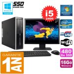 Pc hp compaq 8300 sff core i5 - 2400 ram 16go disque 480 go ssd wifi w7 ecran 27