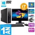 Pc hp compaq 8300 sff core i7 - 2600 ram 8go disque 240 go ssd wifi w7 ecran 22