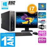 Pc hp compaq 8300 sff core i7 - 2600 ram 8go disque 480 go ssd wifi w7 ecran 27