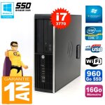 Pc hp compaq 8300 sff core i7 - 3770 ram 16go disque 960go ssd graveur dvd wifi w7