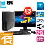 Pc hp compaq 8300 sff ecran 22  core i3 - 2120 ram 16go disque 120 go ssd wifi w7