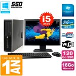 Pc hp compaq 8300 sff ecran 22  core i5 - 3470 ram 16go disque 120 go ssd wifi w7
