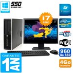 Pc hp compaq 8300 sff ecran 22  core i7 - 2600 ram 4go disque 960 go ssd wifi w7