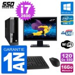 Pc hp pro 3300 sff ecran 27  intel i7 - 2600 ram 16go ssd 120go windows 10 wifi