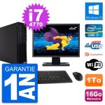 Pc lenovo m73 sff ecran 22  intel i7 - 4770 ram 16go disque 1to windows 10 wifi