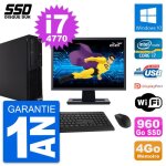 Pc lenovo m73 sff ecran 22  intel i7 - 4770 ram 4go ssd 960go windows 10 wifi