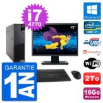 Pc lenovo m83 sff ecran 19  core i7 - 4770 ram 16go disque dur 2to windows 10 wifi