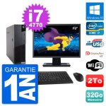 Pc lenovo m83 sff ecran 19  core i7 - 4770 ram 32go disque dur 2to windows 10 wifi