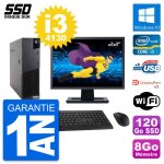 Pc lenovo m83 sff ecran 22  intel core i3 - 4130 ram 8go ssd 120go windows 10 wifi