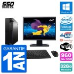 Pc lenovo m83 sff ecran 22  intel g3220 ram 32go ssd 960go windows 10 wifi