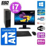 Pc lenovo m83 sff ecran 27  intel core i7 - 4790 ram 8go ssd 240go windows 10 wifi