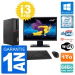 Pc lenovo m910s sff ecran 22  intel i3 - 6100 ram 64go disque 1to windows 10 wifi