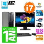 Pc lenovo m91p sff intel i7 - 2600 4go disque 480go ssd graveur wifi w7 ecran 17