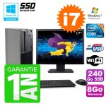 Pc lenovo m91p sff intel i7 - 2600 8go disque 240go ssd graveur wifi w7 ecran 17