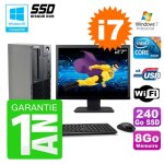 Pc lenovo m91p sff intel i7 - 2600 8go disque 240go ssd graveur wifi w7 ecran 27