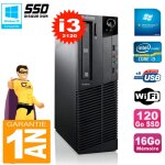 Pc lenovo m92p sff core i3 - 2120 16go disque 120go ssd graveur dvd wifi w7