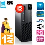 Pc lenovo m92p sff core i5 - 2400 16go disque 120go ssd graveur dvd wifi w7
