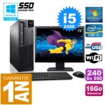 Pc lenovo m92p sff core i5 - 2400 ram 16go disque 240 go ssd wifi w7 ecran 19
