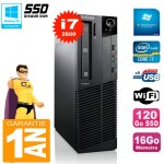 Pc lenovo m92p sff core i7 - 2600 16go disque 120go ssd graveur dvd wifi w7