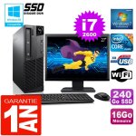 Pc lenovo m92p sff core i7 - 2600 ram 16go disque 240 go ssd wifi w7 ecran 27
