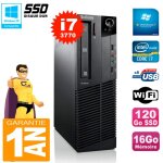 Pc lenovo m92p sff core i7 - 3770 16go disque 120go ssd graveur dvd wifi w7