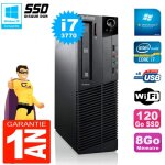 Pc lenovo m92p sff core i7 - 3770 8go disque 120go ssd graveur dvd wifi w7